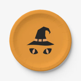 Prato De Papel Halloween witchy cat