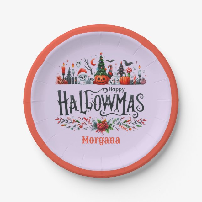 Prato De Papel Hallowmas dá dicas de Natal no Halloween (Frente)