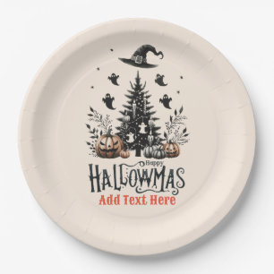 Prato De Papel Hallowmas Halloween Mashup de Natal