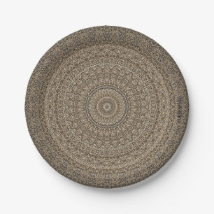 Prato De Papel HAMbyWG - Placa de papel 9" - Tan Mandala