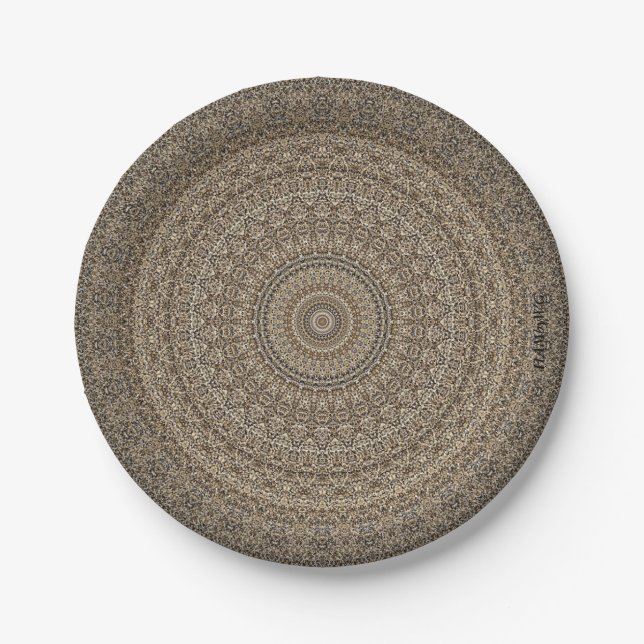 Prato De Papel HAMbyWG - Placa de papel 9" - Tan Mandala (Frente)