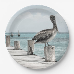 Prato De Papel HAMbyWG - placa de papel - pelicanos na doca