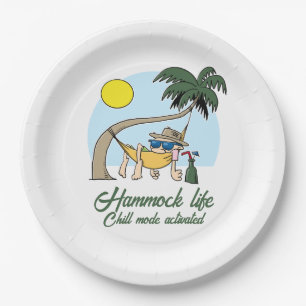 Prato De Papel Hammock Life Chill Mode Ativado Cartoon Engraçado