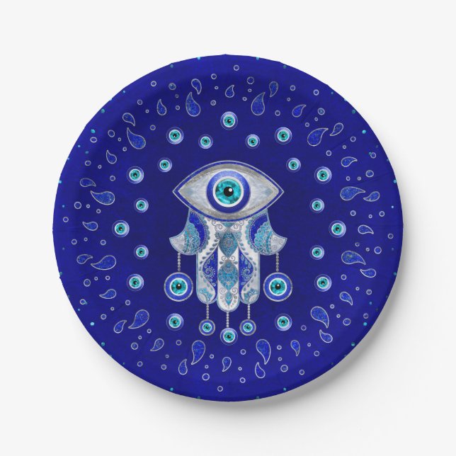 Prato De Papel Hamsa - Amulet Mau de Olhos (Frente)