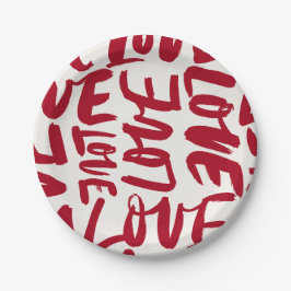 Prato De Papel Hand-Drawn Love Pattern Playful Modern Romantic 