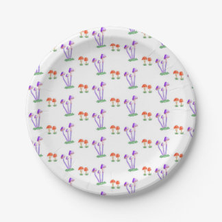 Prato De Papel Hand-Drawn Mushroom Plates