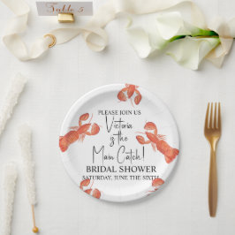 Prato De Papel Hand Watercolor Lobsters Main Catch Bridal Shower