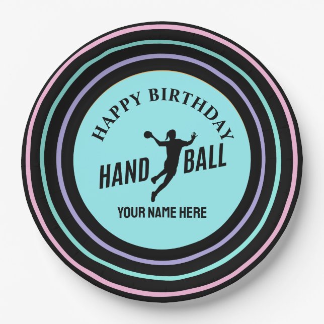 Prato De Papel Handball Girl Birthday, Handball Player Gift (Frente)