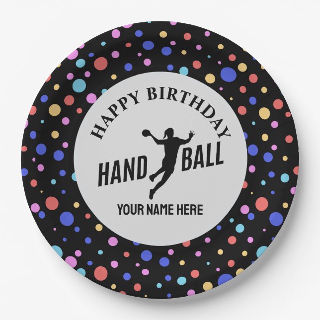 Prato De Papel Handball Girl Birthday, Handball Player Gift (Frente)