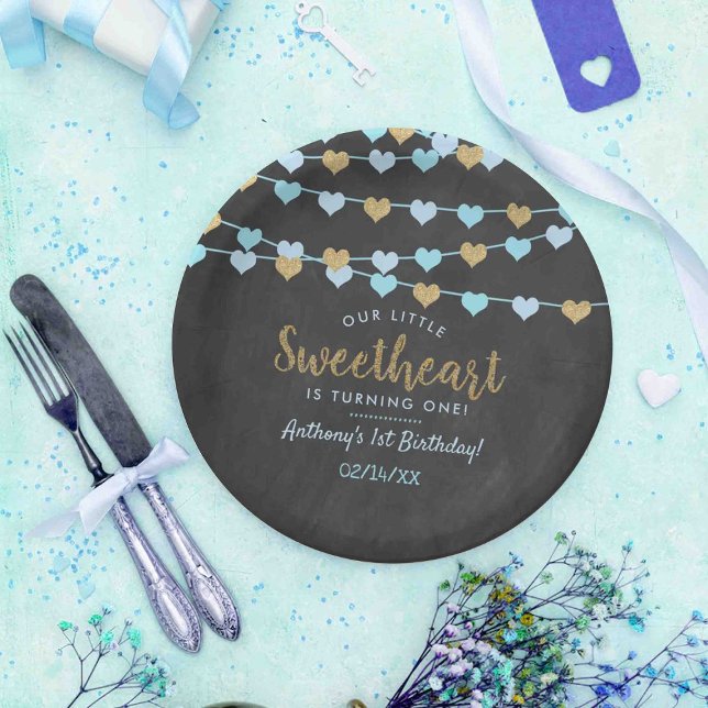 Prato De Papel Hang Love Hearts Little Sweetheart Aniversário (Criador carregado)