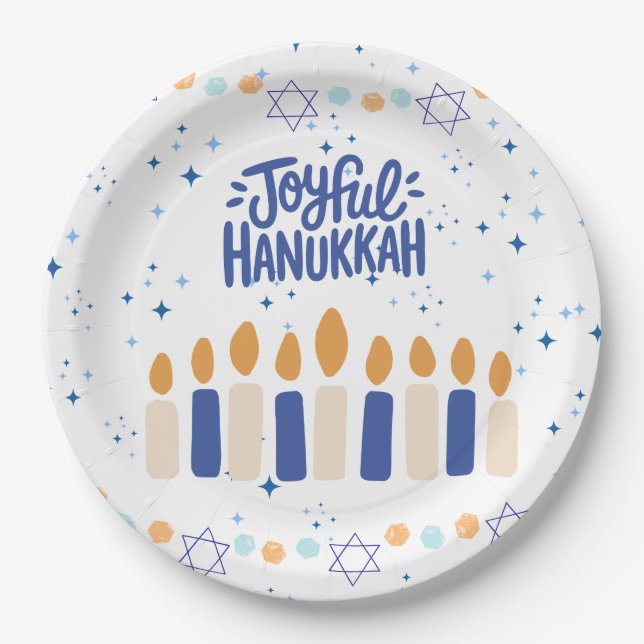Prato De Papel Hanukkah Alegre (Frente)