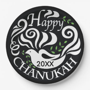 Prato De Papel Hanukkah Blackboard Dove
