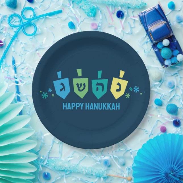 Prato De Papel Hanukkah Dreidel Party Plates (Festa)