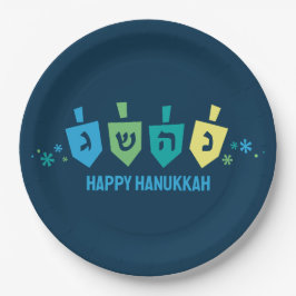 Prato De Papel Hanukkah Dreidel Party Plates