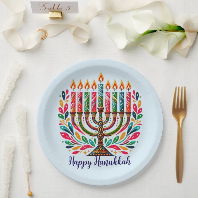 Prato De Papel Hanukkah Festival Of Lights  (Casamento)