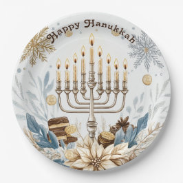 Prato De Papel 🕎 Hanukkah Joy, Festival das Luzes das Cores d'Ág