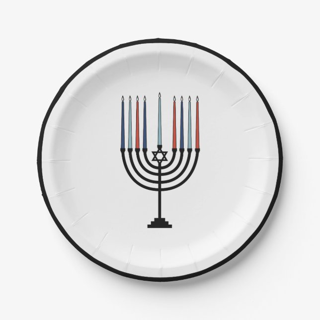 Prato De Papel Hanukkah Menorah Holiday Paper Plate (Frente)