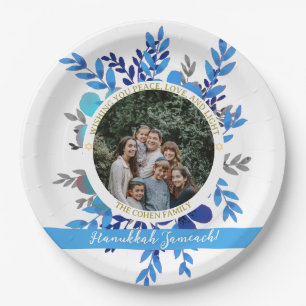 Prato De Papel Hanukkah Sameach Foto simples da família Hanukka