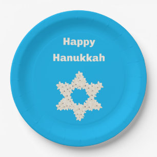 Prato De Papel Hanukkah Saudação com Flores