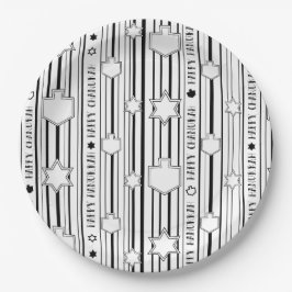 Prato De Papel Hanukkah Stripes, Estrelas e Sonhos