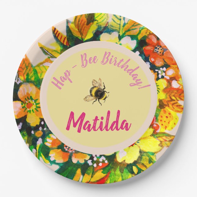 Prato De Papel Hap - Aniversário da Abelha (Frente)