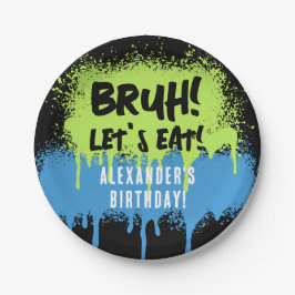 Prato De Papel Happy Birthday Bruh Boy's Teenager Teen Boy