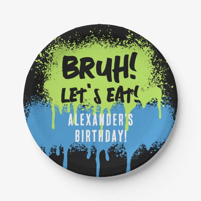 Prato De Papel Happy Birthday Bruh Boy's Teenager Teen Boy (Frente)