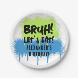 Prato De Papel Happy Birthday Bruh Boy's Teenager Teen Boy