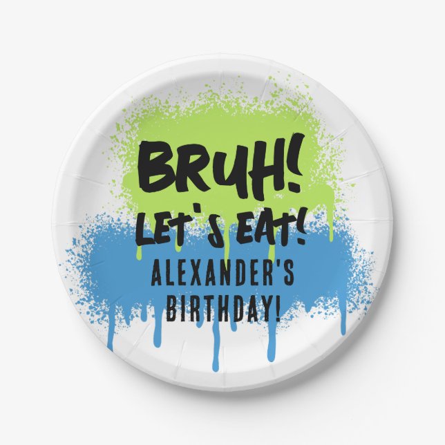 Prato De Papel Happy Birthday Bruh Boy's Teenager Teen Boy (Frente)