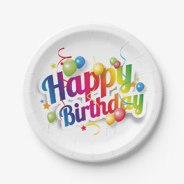 Prato De Papel Happy Birthday Festive Paper Plate