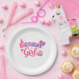 Prato De Papel Happy Birthday Girl Party Plate Birthday Plate Kid