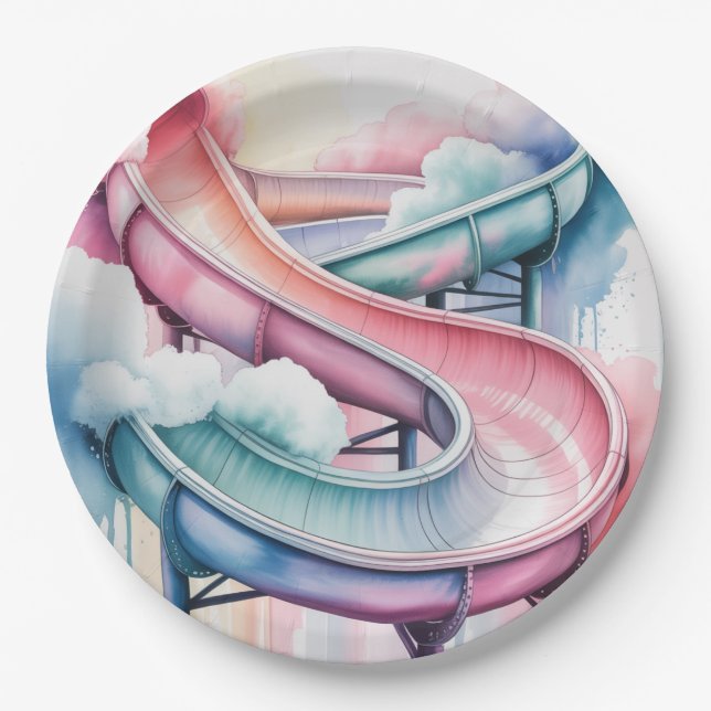 Prato De Papel Happy Birthday Kids’ Birthday Waterslide Party (Frente)