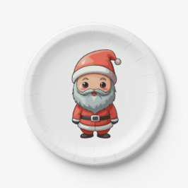 Prato De Papel Happy Chibi Santa Claus Character Design