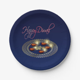 Prato De Papel Happy Diwali Ganesha Rangoli - Placa de Papel