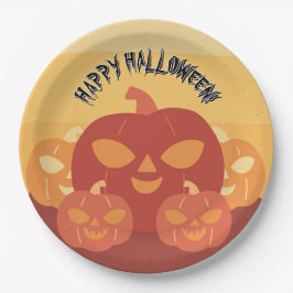 Prato De Papel Happy Halloween! Pumpkins Paper Plate