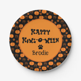 Prato De Papel Happy Howl-O-Ween Personalized Dog Halloween