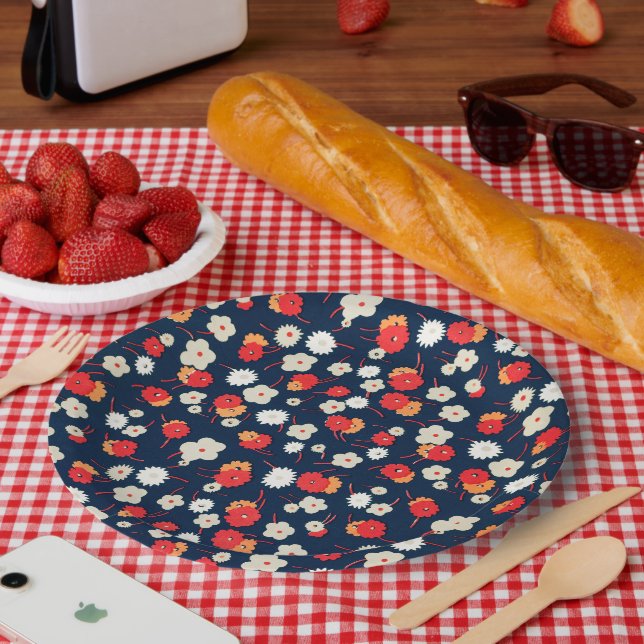 Prato De Papel Happy Little Flowers Pattern (Piquenique)