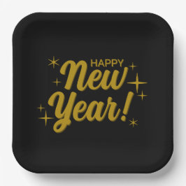 Prato De Papel Happy New Year Paper Plates