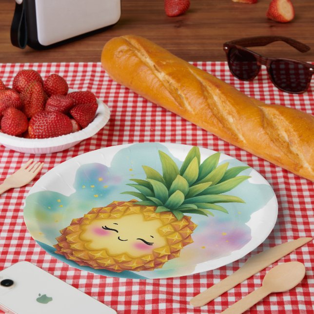 Prato De Papel Happy Pineapple Paper Plates (Piquenique)