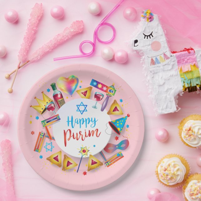 Prato De Papel Happy Purim Basket Gifts, Decoration, Ornaments (Festa)