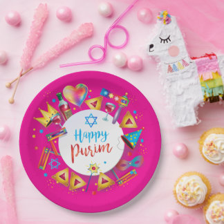 Prato De Papel Happy Purim Basket Gifts, Decoration, Ornaments