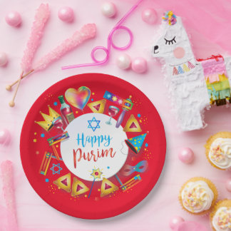 Prato De Papel Happy Purim Basket Gifts, Decoration, Ornaments