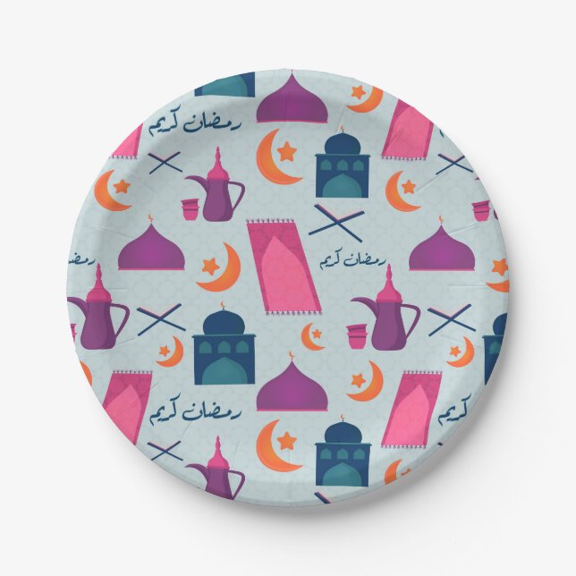 Prato De Papel Happy Ramadan Pattern (Frente)
