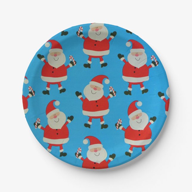 Prato De Papel Happy Santas (Frente)