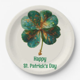 Prato De Papel Happy St. Patrick’s Day Elegant Shamrock