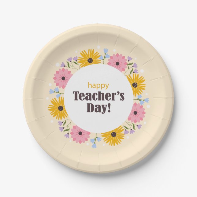 Prato De Papel Happy Teacher's Day Wild Flowers (Frente)