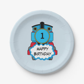 Prato De Papel Happy Train boy birthday plate