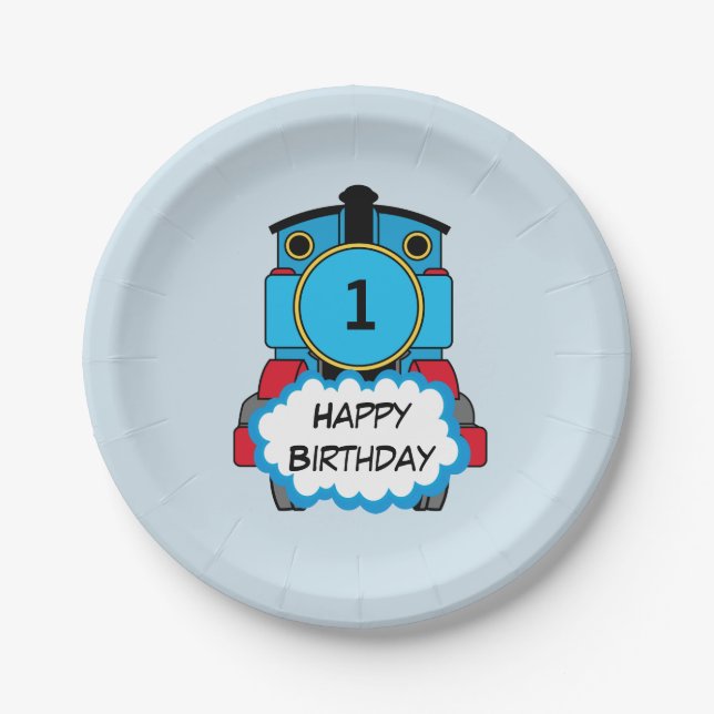 Prato De Papel Happy Train boy birthday plate (Frente)