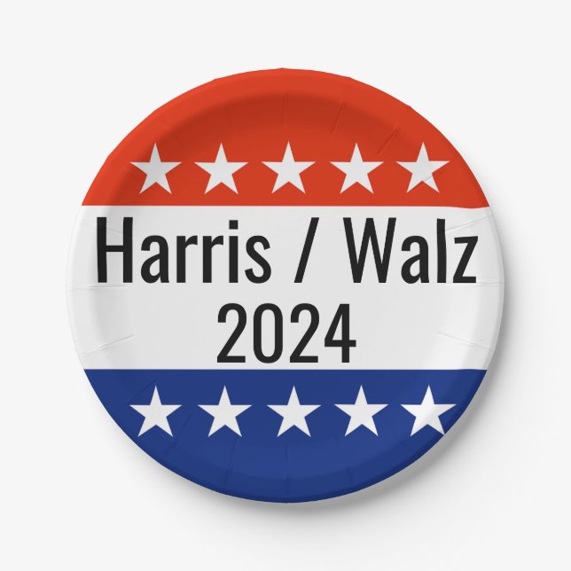 Prato De Papel Harris Walz 2024 Eleição (Frente)