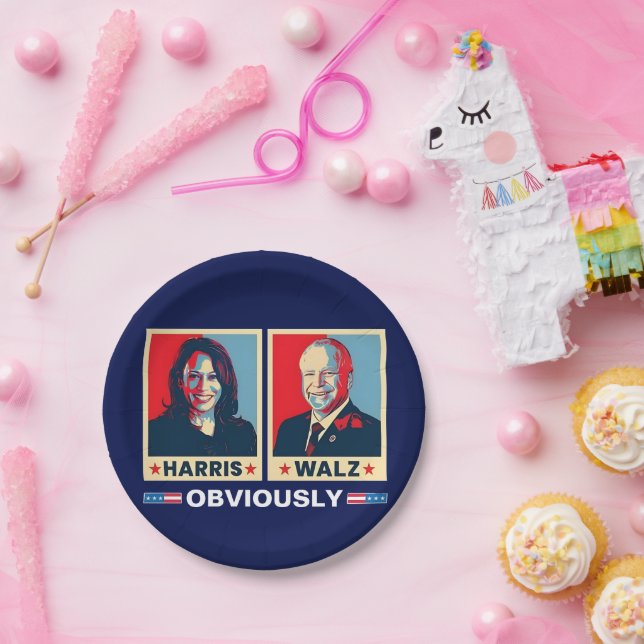 Prato De Papel Harris Walz 2024 Obviamente (Festa)